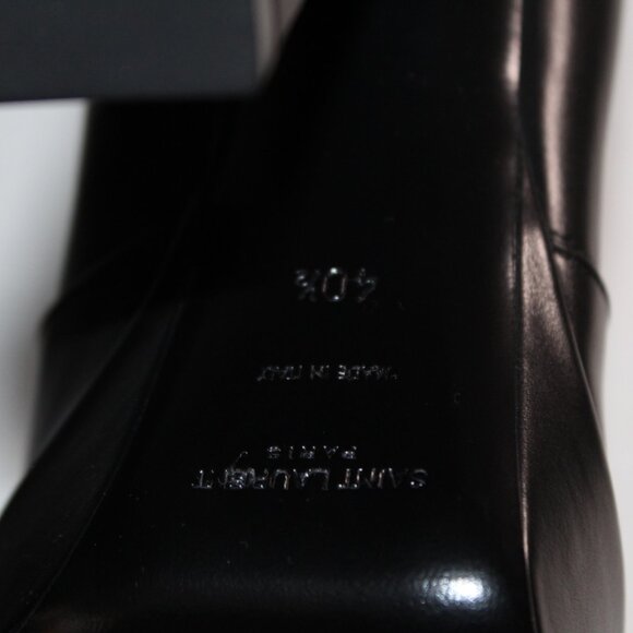 NWB Saint Laurent Taboo Platform Tall Black Leather Heels Boots Side Zip 40.5 - Picture 11 of 12